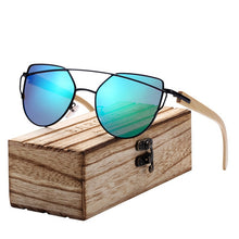 Load image into Gallery viewer, BARCUR Bamboo Cat Eye Sunglasses Polarized Metal Frame Wood Glasses Lady Luxury Fashion Sun Shades With Box Free