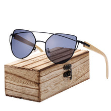 Load image into Gallery viewer, BARCUR Bamboo Cat Eye Sunglasses Polarized Metal Frame Wood Glasses Lady Luxury Fashion Sun Shades With Box Free