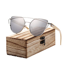 Load image into Gallery viewer, BARCUR Bamboo Cat Eye Sunglasses Polarized Metal Frame Wood Glasses Lady Luxury Fashion Sun Shades With Box Free