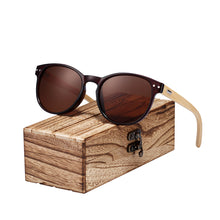 Load image into Gallery viewer, BARCUR Vintage Round Sunglasses Bamboo Temples Polarized Wood Sun glasses Men Women Shades oculos