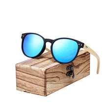 Load image into Gallery viewer, BARCUR Vintage Round Sunglasses Bamboo Temples Polarized Wood Sun glasses Men Women Shades oculos