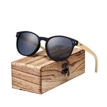 Load image into Gallery viewer, BARCUR Vintage Round Sunglasses Bamboo Temples Polarized Wood Sun glasses Men Women Shades oculos