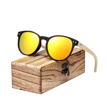 Load image into Gallery viewer, BARCUR Vintage Round Sunglasses Bamboo Temples Polarized Wood Sun glasses Men Women Shades oculos