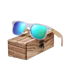 Load image into Gallery viewer, BARCUR Classic Bamboo Sunglasses Wood Transparent Plastic Frame Polarized Sun Glasses With Box Free
