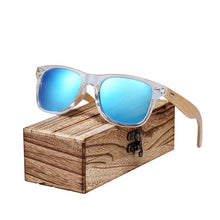Load image into Gallery viewer, BARCUR Classic Bamboo Sunglasses Wood Transparent Plastic Frame Polarized Sun Glasses With Box Free
