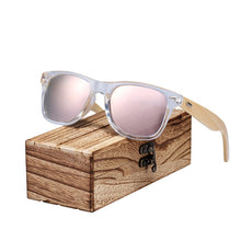 Load image into Gallery viewer, BARCUR Classic Bamboo Sunglasses Wood Transparent Plastic Frame Polarized Sun Glasses With Box Free