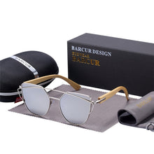 Load image into Gallery viewer, BARCUR Bamboo Cat Eye Sunglasses Polarized Metal Frame Wood Glasses Lady Luxury Fashion Sun Shades With Box Free