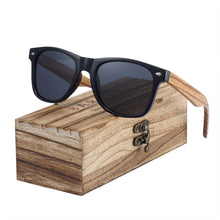 Load image into Gallery viewer, Sunglasses 2019 Polarized Zebra Wood Glasses Hand Made Vintage Wooden Frame Male Driving Sun Glasses Shades Gafas With Box