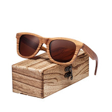 Load image into Gallery viewer, BARCUR Vintage Natura Zebra Wood Sunglasses Women Men Square Sun glasses Polarized Retro Sunglasses